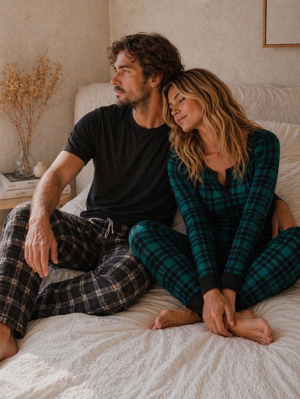 Rare Victoria’s Secret Teal Plaid Thermal Long PJ Set M/L NWT